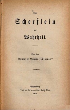 Ein Scherflein zur Wahrheit