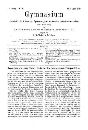 Bemerkungen zum Unterrichte in der lateinischen Tempuslehre