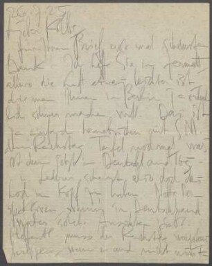 Brief von Karl Schmidt-Rottluff an Georg Kolbe