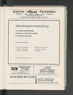 Jahreshauptversammlung des Langenhorner Heimatvereins