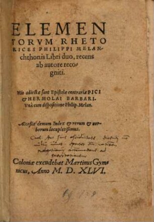 Elementorum Rhetorices libri duo