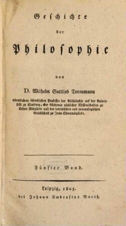 Geschichte der Philosophie, Fünfter Band