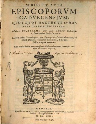 Series et acta episcoporum Cadurcensium