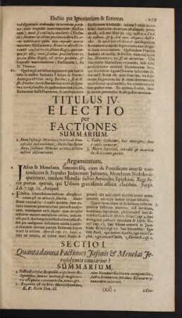 Titulus IV. Electio per Factiones
