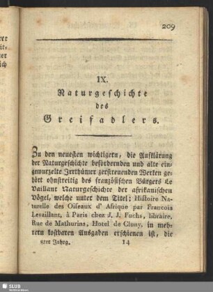 IX. Naturgeschichte des Greifadlers