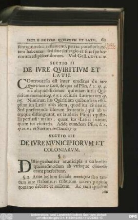 Sectio II De Iure Quiritium Et Latii.