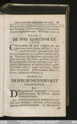 Sectio II De Iure Quiritium Et Latii.