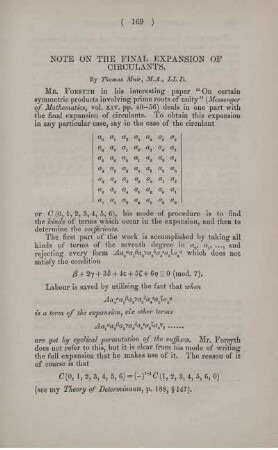 Note on the final expansion of circulants.