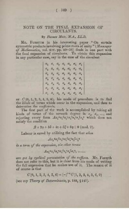 Note on the final expansion of circulants.