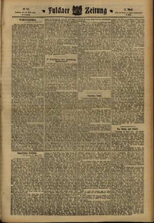 Zweite Ausgabe vom Samstag, den 29. April 1911.