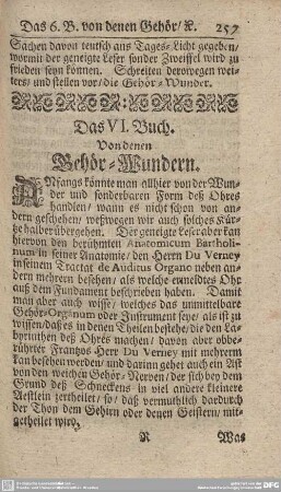 Das VI. Buch. Von denen Gehör-Wundern.