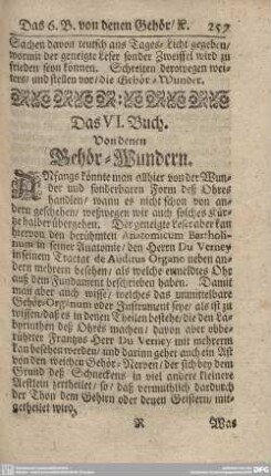 Das VI. Buch. Von denen Gehör-Wundern.
