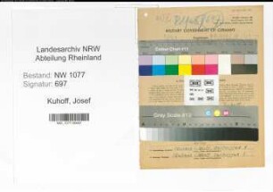 Entnazifizierung Josef Kuhoff , geb. 08.11.1907 (Polizist)