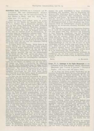 743-744 [Rezension] Altchristliche Texte, bearbeitet von C. Schmidt und W. Schubart