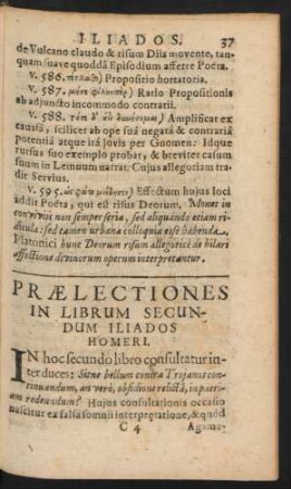 Praelectiones In Librum Secundum Iliados Homeri.