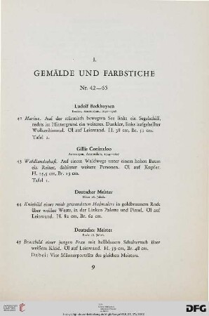 I. Gemälde und Farbstiche (Nr. 42-65)