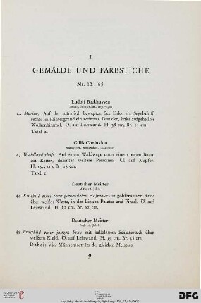 I. Gemälde und Farbstiche (Nr. 42-65)