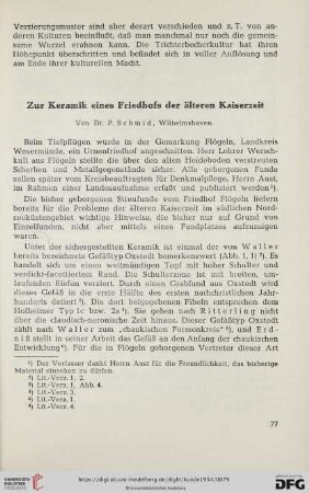 Neue Folge 5: Zur Keramik eines Friedhofs der älteren Kaiserzeit