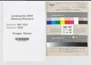 Entnazifizierung Werner Kroeger , geb. 24.08.1916 (Volkswirt)