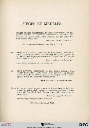 Sièges et meubles (Nr. 78-89)