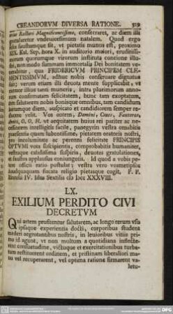 LX. Exilium perdito civi decretum