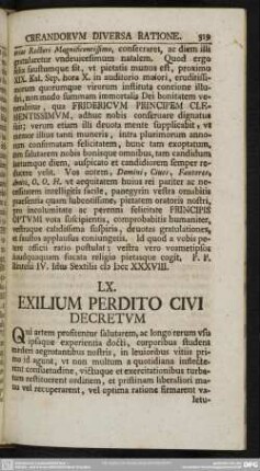 LX. Exilium perdito civi decretum