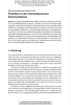 Praktiken in der internetbasierten Kommunikation