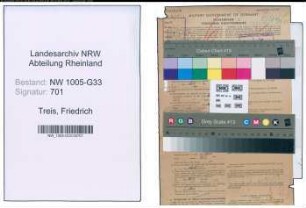 Entnazifizierung Friedrich Treis , geb. 07.12.1901 (Lehrer)