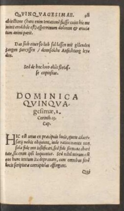 Dominica Quinquagesimae ...