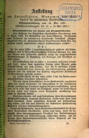 Bayerisches Wehrverfassungs-Gesetz : in Wirksamkeit getreten am 1. Februar 1868 ; nebst Inhaltsverzeichniß, Sachregister und Anmerkungen, 11. Anstellung von Unteroffizieren, Gendarmen ...