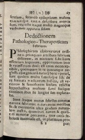 Deductionem Pathologico- Therapeuticam Febrium.