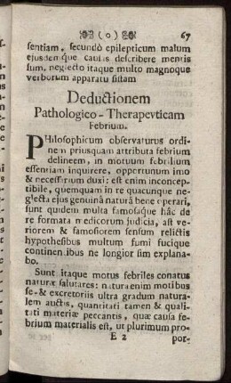 Deductionem Pathologico- Therapeuticam Febrium.