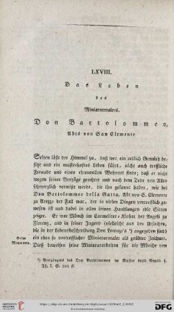 LXIII. Das Leben des Miniaturmalers Don Bartolommeo, Abts von San Celemente