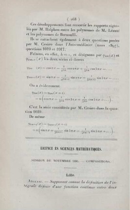 Licence ès sciences mathématiques.
