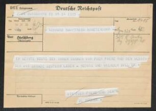 Brief von Hedwig Buller und Wilhelm Buller an Gerhart Hauptmann