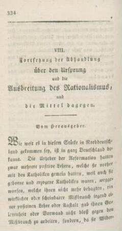 334-372 Ueber den Ursprung und die Ausbreitung des Rationalismus, und die Mittel dagegen : Fortsetzung