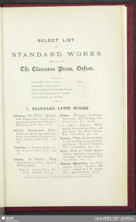 Select list of standard works printed at The Clarendon Press, Oxford