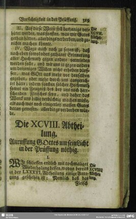 Die XCVIII. Abtheilung. Anruffung Gottes um sein Licht in der Prüffung nöthig