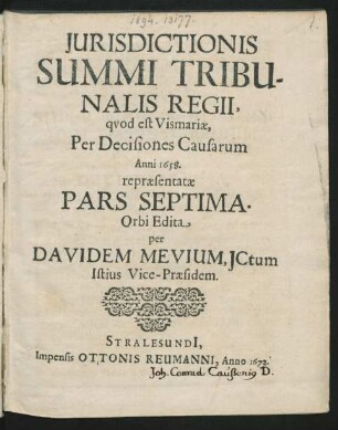 7: Decisiones ... Anni 1658 ...