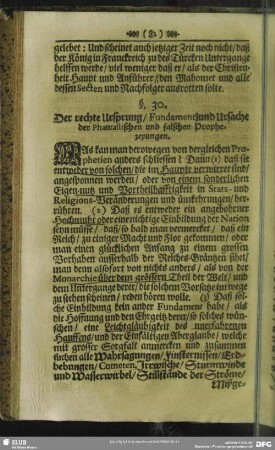 §. 30. Der rechte Ursprung, Fundament und Ursache der Phantastischen und falschen Prophezeyungen