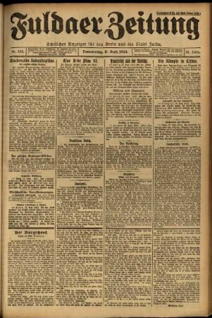 Erste Ausgabe vom Donnerstag, den 11. September 1924.