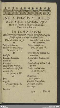 Index Primus Articulorum Fidei Papaeae