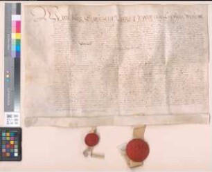Walburg, Gräfin von Neuenahr, Meurs und Limburg erneuert ihre bereits im Jahr 1594 gemachte Schenkung der Grafschaft Meurs nebst Krakau, Krefeld und Friemersheim an den Prinzen Mauriz von Oranien, welcher damals, weil die Spanier Meurs inne hatten nicht zum Besitz gelangt. d. Gravenshaag am 3. Februar.