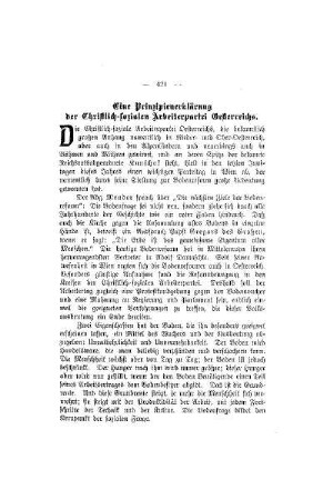 Eine Prinzipienerklärung der Christlich-sozialen Arbeiterpartei Oesterreichs