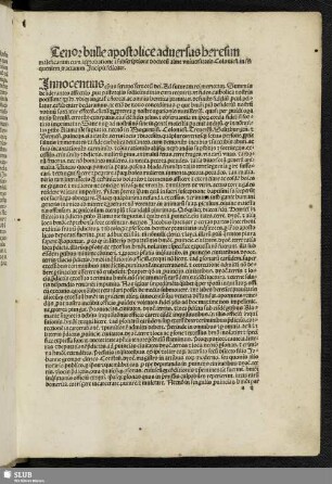 Tenor bulle apostolice adversus heresim maleficarum ... Incipit feliciter.