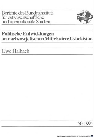 Politische Entwicklungen im nachsowjetischen Mittelasien: Usbekistan