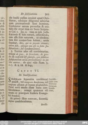 Caput VI. De Sanctificatione.