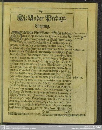 Die Ander Predigt : Eingang. Textus Evangelii, Lucae 2. Vom Ersten