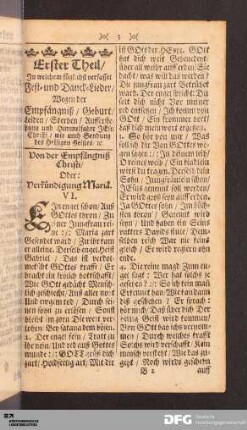 Erster Theil. In welchem füglichst verfasset Fest- und Danck-Lieder.