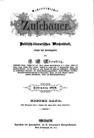 Österreichischer Zuschauer. 1852,[1]